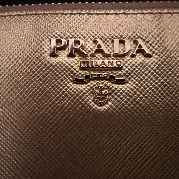 Prada Gold Saffiano Zip Wallet - Picture 2 of 13